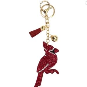 NWT Bling Rhinestone Beautiful Red Cardinal Keychain / Purse Charm!